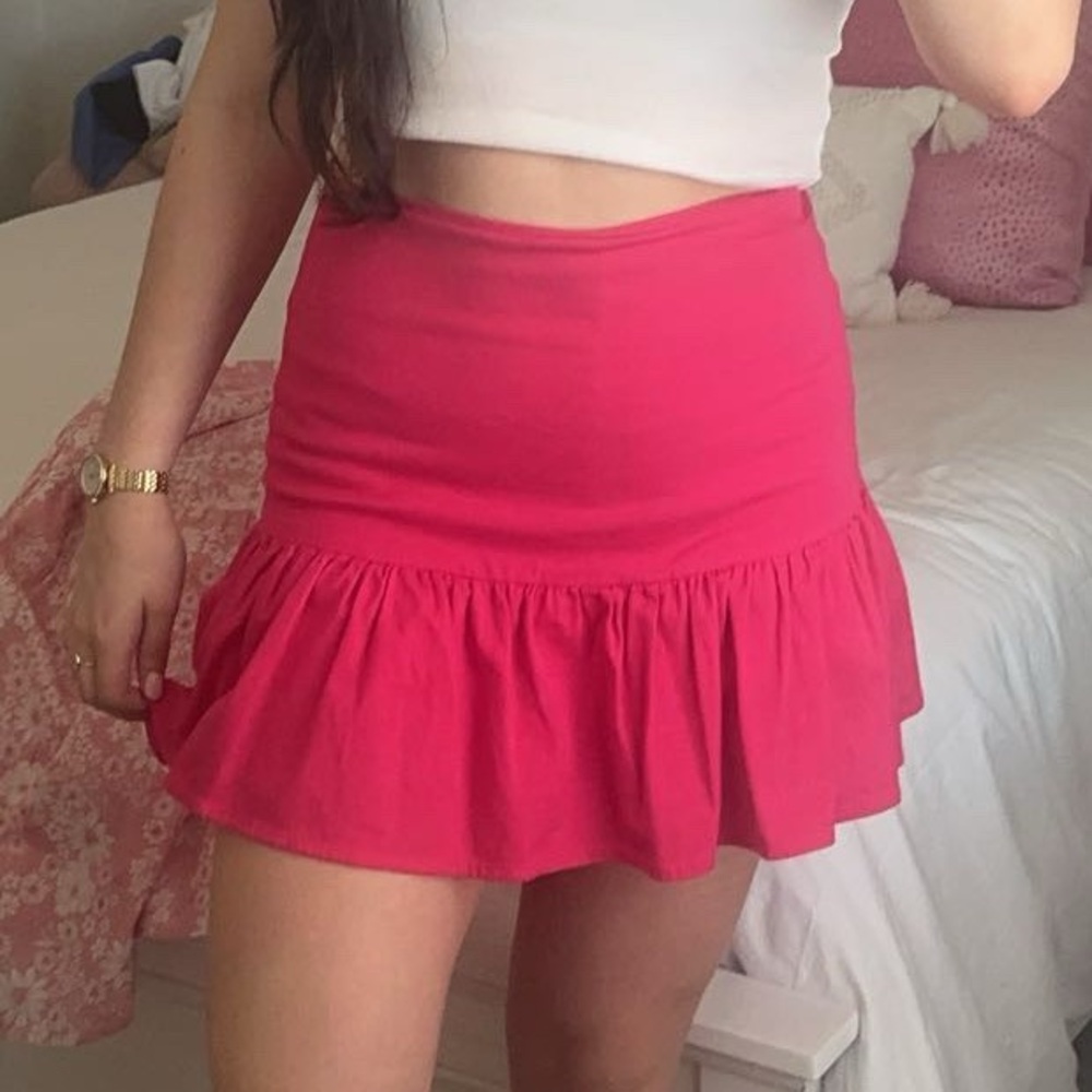 Pink Ruffled Mini Skirt
